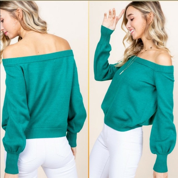 COPY - Off💚Shoulder soft green sweater4fave date … - Picture 2 of 3